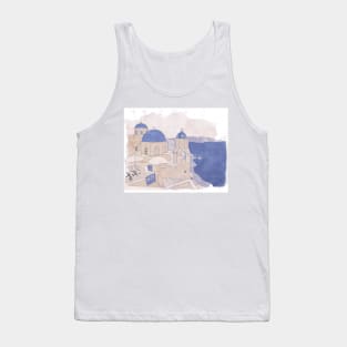 Santorini, the Greek jewel of Aegean Sea sepia Tank Top